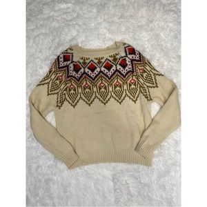 Forever 21 cream sweater with fairs isle pattern size small